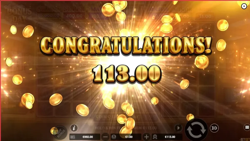 Interface do jogo de slot The Bonus Day com tema de escritório corporativo
